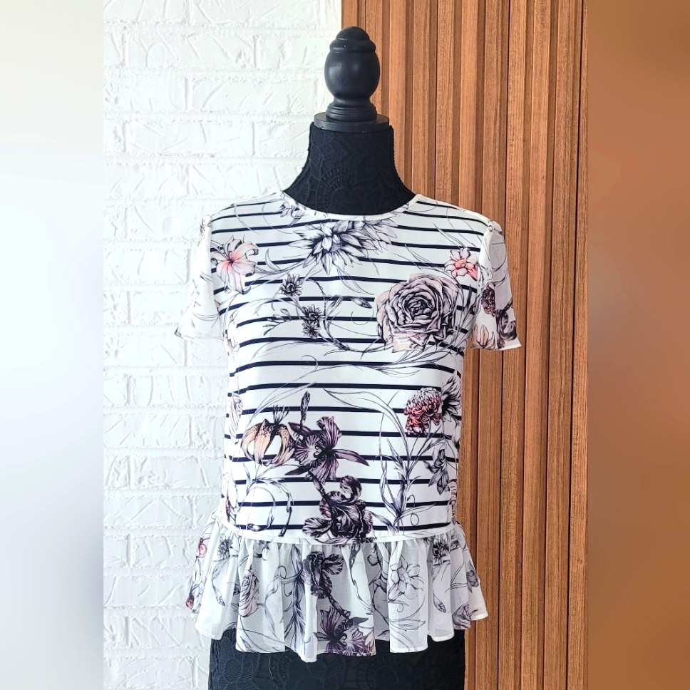Marchesa Voyage Floral Striped Women's Top Size 0